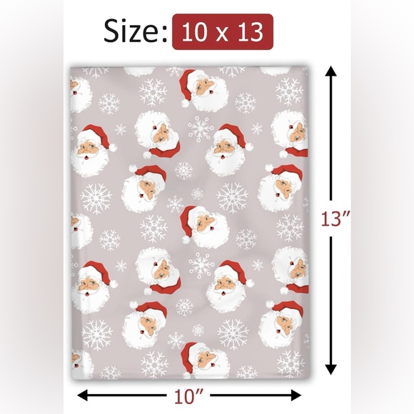 Christmas Santa 20 Poly Mailers red white grey  pack of 20 size 10 x 13 - Picture 4 of 5